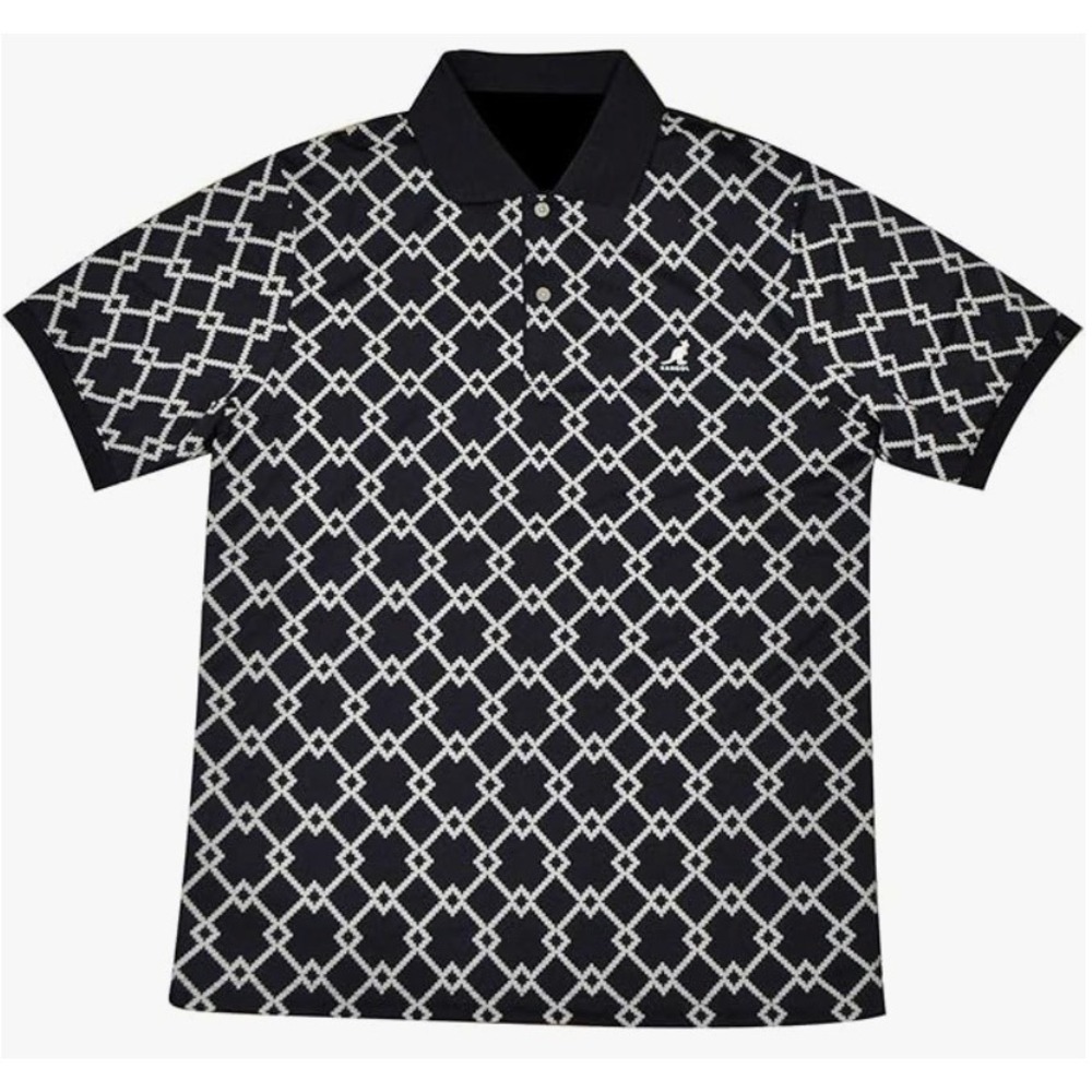 Kangol Golf Mens MEDIUM Argyle Tex Polo Shirt Navy Blue K1550PJ UV Protection‎